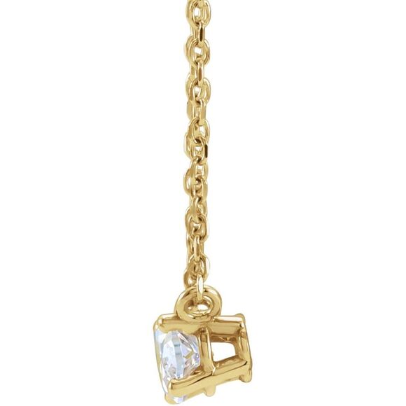 14K Yellow 1/4 CT Natural Diamond Solitaire 16-18 Necklace